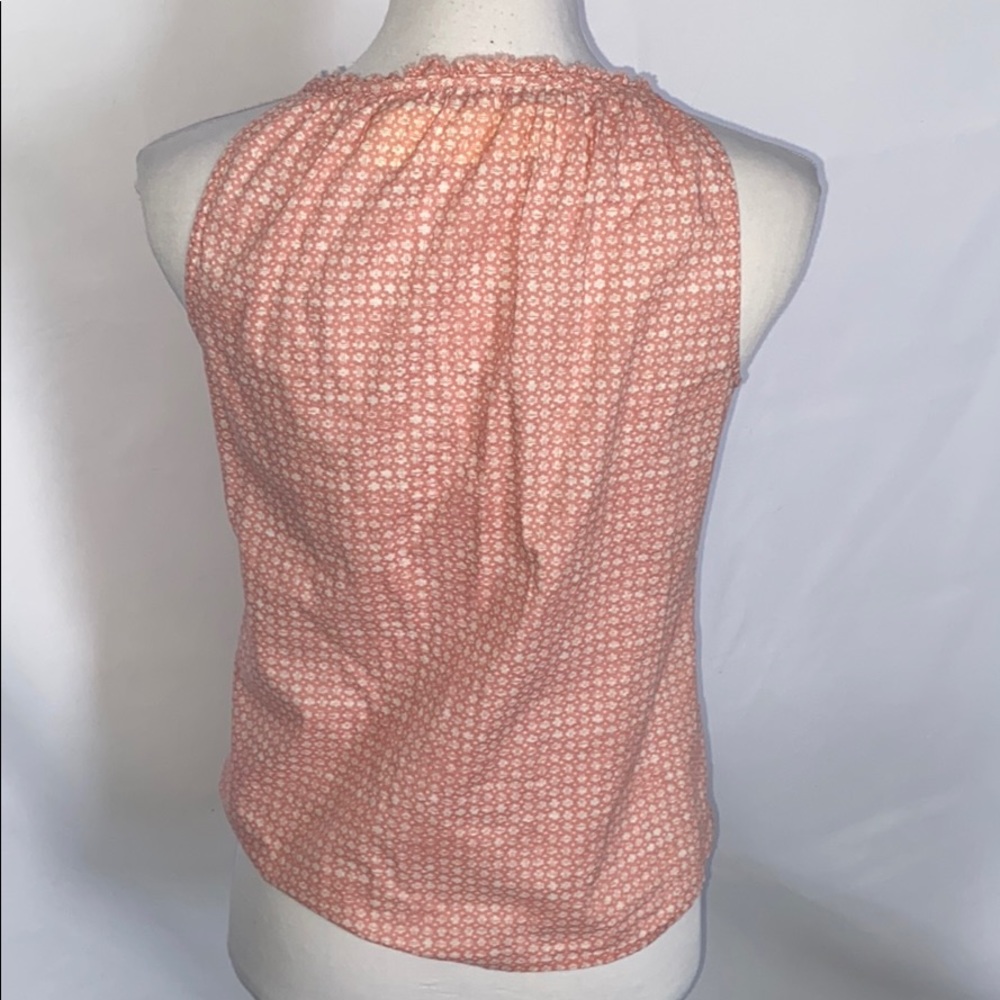 LOFT peach pink and white dainty floral sleeveless v neck prairie blouse XS - Picture 6 of 7